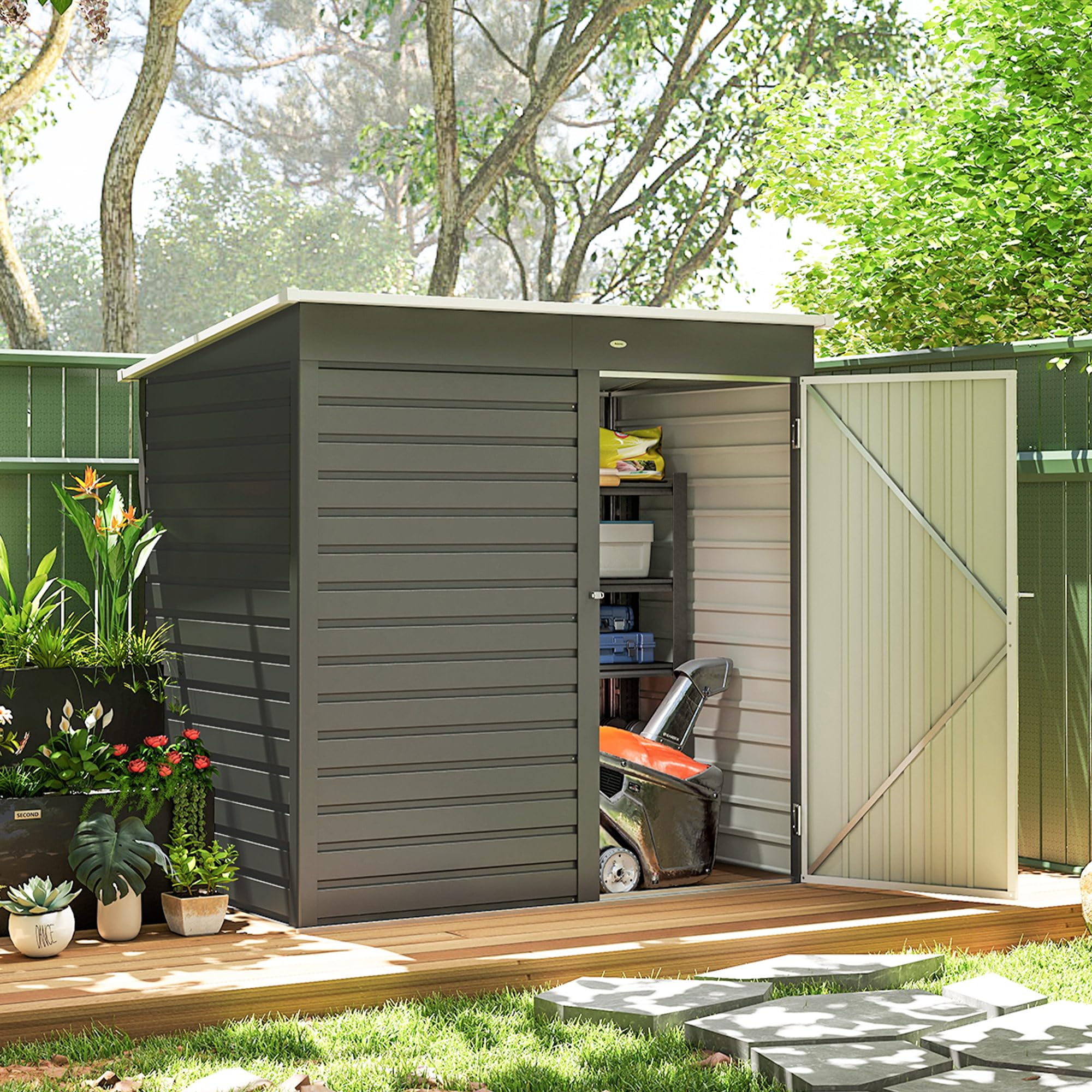Amazon.com : Outsunny 6' x 4' Outdoor Storage Shed, Easy to